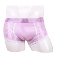 patchwork lace underwear mens boxer shorts sexy lace boxershorts trunks u convex underpants bulge pouch shorts bottoms new 2021