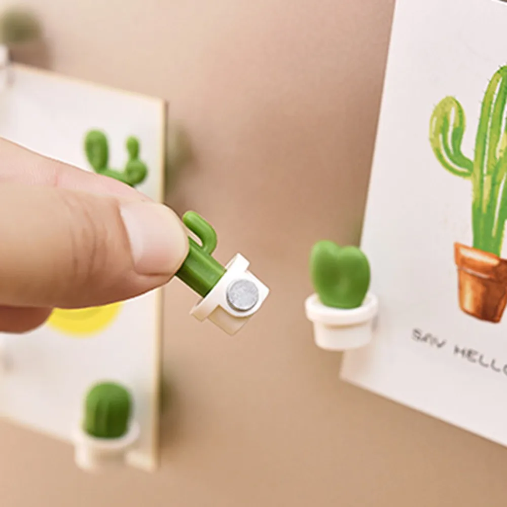 6pcs/set Fridge Magnet Cute Cactus Magnets Small Succulent Plant Refrigerator Decorations Message Sticker Decor | Дом и сад