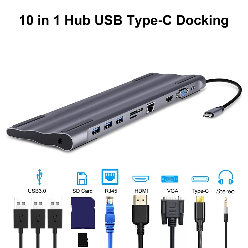 Tebe 10 в 1 концентратор USB3.0 стыковочный к HDMI 4 3 порта usb type C с PD TF SD ридер для Macbook Pro