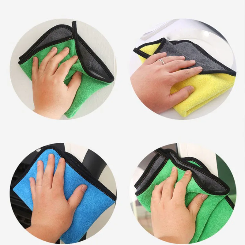 

High density car towel coral fleece double-sided car towel absorbent cleaning towel Washing Car Accessories