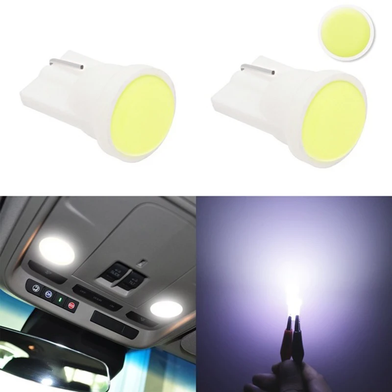 

100pcs wholesale Car Interior LED T10 COB W5W 168 Wedge Door Instrument Side Bulb Lamp Car Light White Blue Green Red Yellow 12V