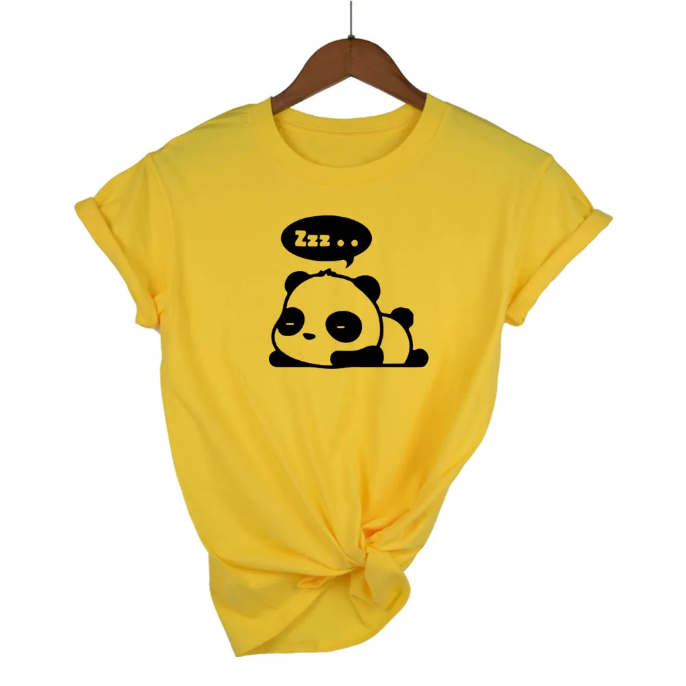 Топ качество хлопок мода Панда печать Свободная Женская футболка крутая