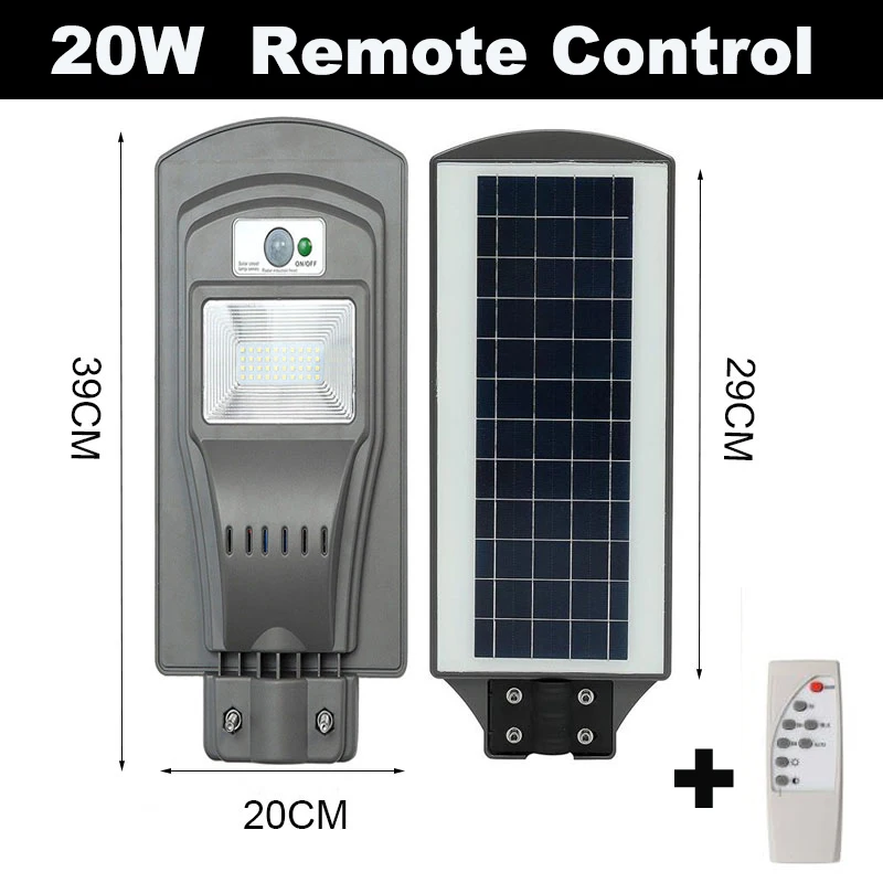 20W Remote Control BEYLSION 20 Вт 40 Вт 60 Вт Светодиодный уличный фонарь на солнечной батарее, лампа на солнечной батарее, уличный светильник, солнечный садовый светильник, уличный светодиодный светильник на солнечной батарее, PIR датчик - Испускаемый цвет: 20W Remote Control