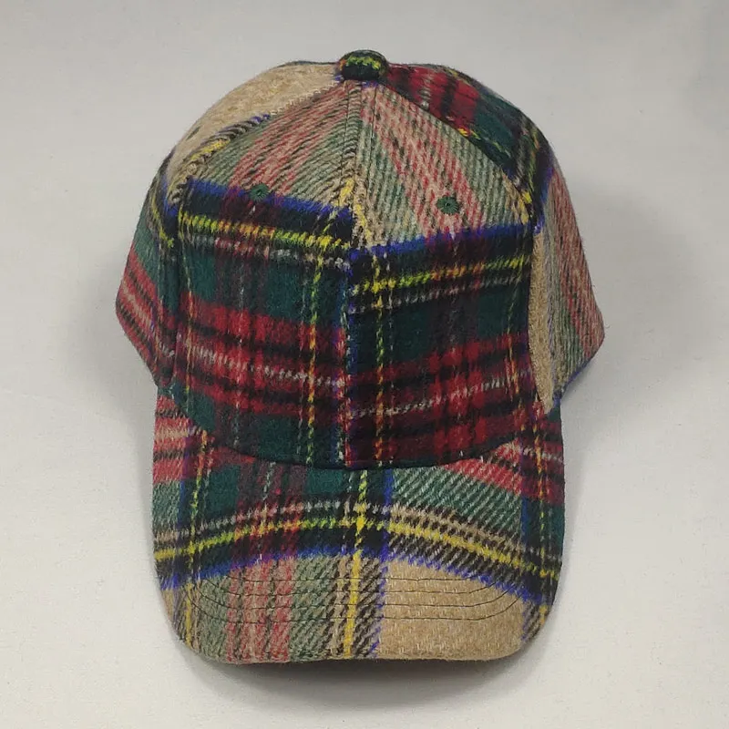 adjustable plaid tweed vintage men cap country baseball hat dark grey lt.brown beige