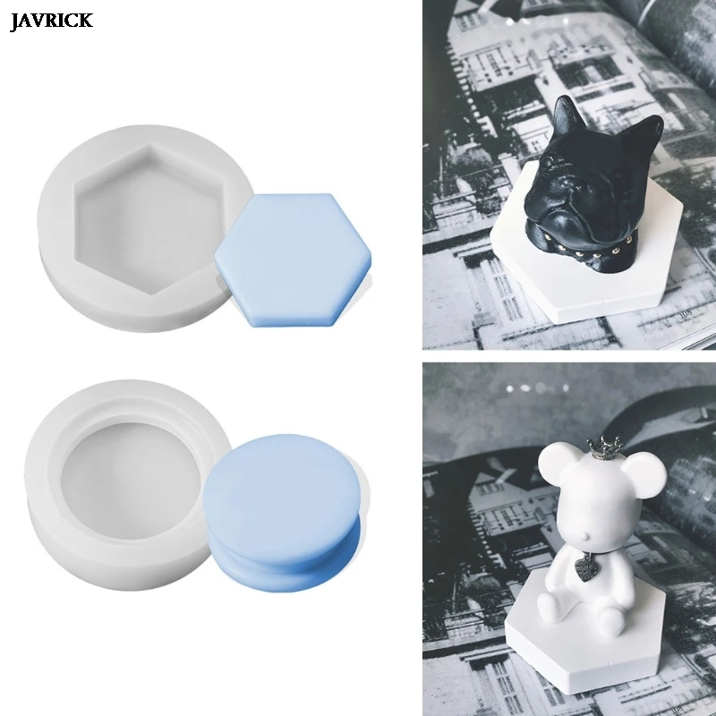 

2Pcs Round Hexagon Bottom Epoxy Resin Molds Handmade Jewelry Trays Silicone Mold Ornament Base Kit Home Decor DIY Art Craft