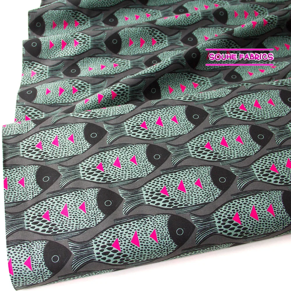 Полуметровая хлопковая ткань Лоскутная стеганая волшебная лесная рыба | Дом и