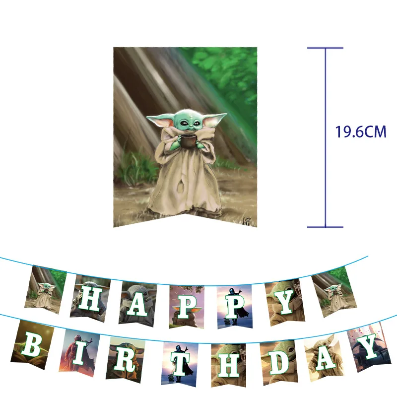 Star Wars Party Yoda Theme Supplies Paper Tablecloth Cup Plate Cap Balloon Stickers Boy Birthday Decoration Kids Toy | Дом и сад