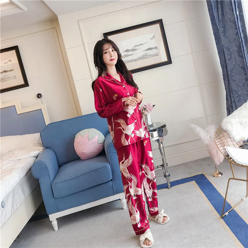 Новый Пижамный женский ледяной кардиган с длинными рукавами комплект из двух