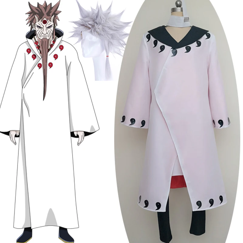 

White Coat Uchiha Madara Ootutuki Hagoromo Anime Cosplay Cos Uniform Halloween Party Cos Male Female suits Robe Costumes Gifts