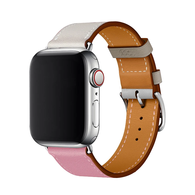 Ремешок Carouse для Apple Watch Series 3/2/1 38 мм 42 мм ремешок из натуральной кожи для iWatch 4 спортивный ремешок для часов 40 мм 44 мм - Цвет ремешка: Pink-white