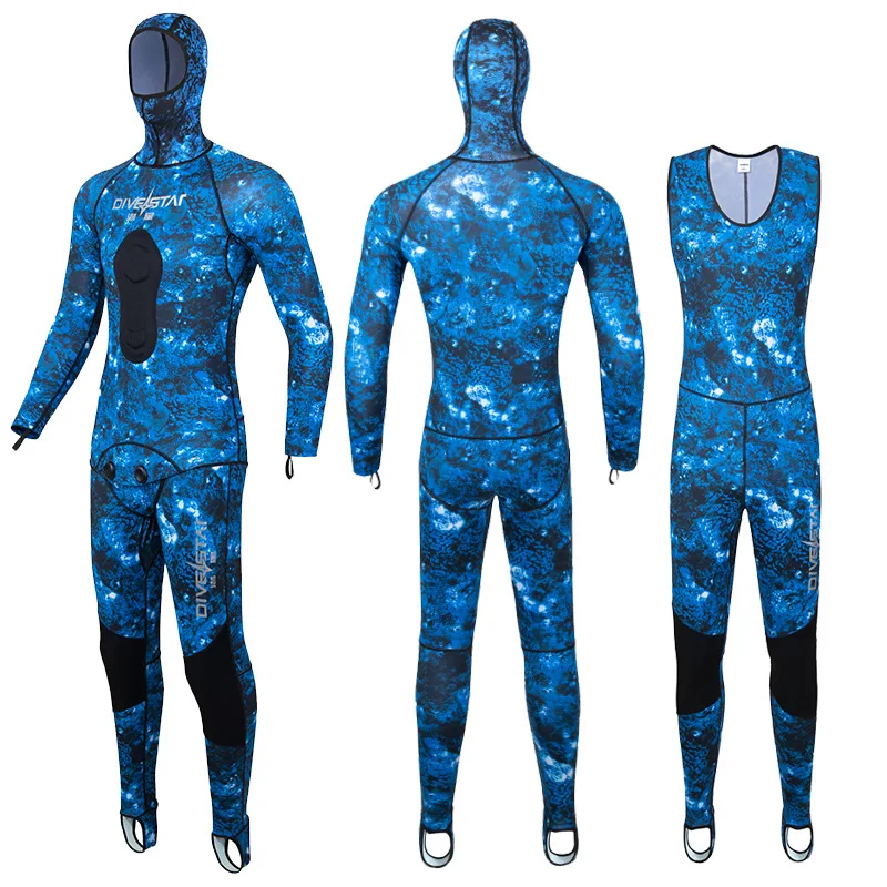 2pcs Quick-drying Sui Spearfishing Suit with Chest Pad Jump Hunting Diving Suit for 0.5mm Surfing Snorkel Diving Wetsuit