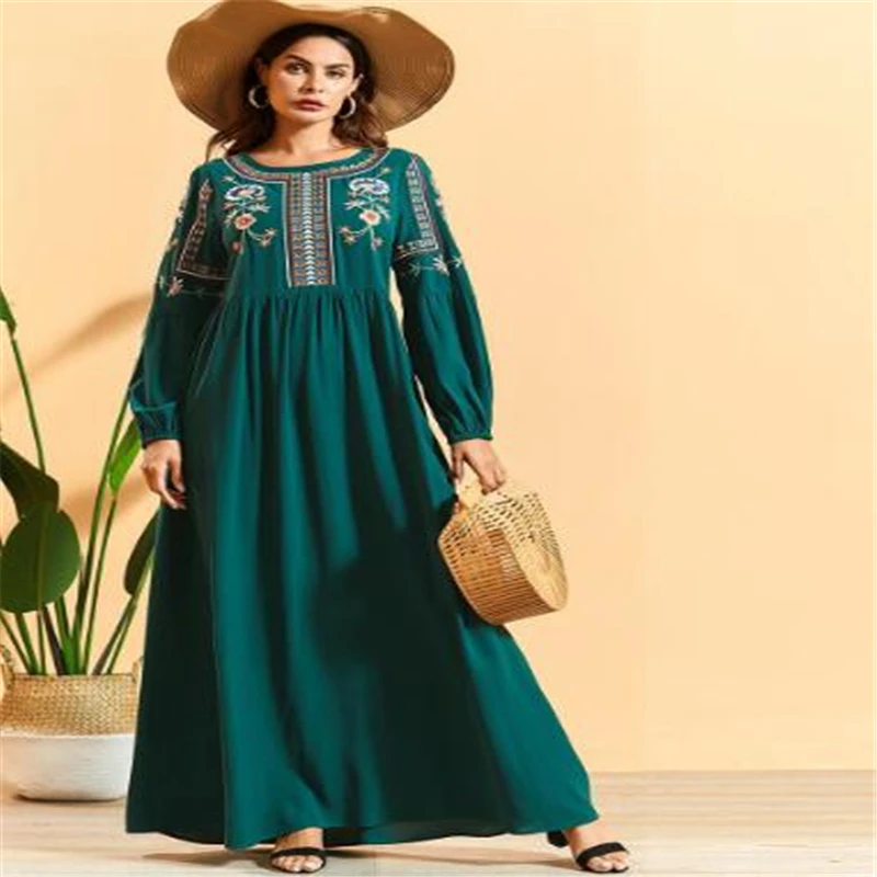 Женское платье макси в этническом стиле ретро размера плюс 4XL свободное