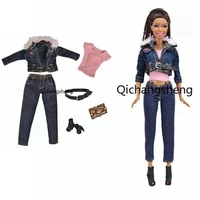 classic jeans 11 5 doll clothes for barbie outfits winter denim jacket coat shirt trousers bag shoes 16 bjd accessories toys