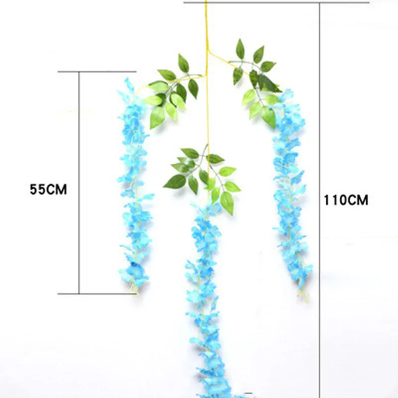 

Artificial Flower Silk Wisteria False Violet Ceiling Flower Rattan Wedding Family Garden Hotel Corridor Living Room Office Decor