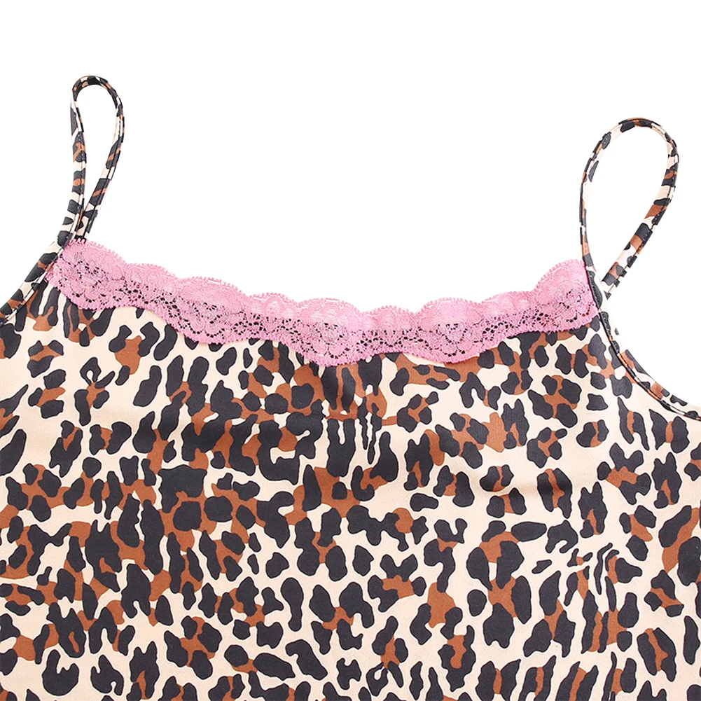 2020 женский сексуальный Леопардовый топ без рукавов модный кружевной облегающий