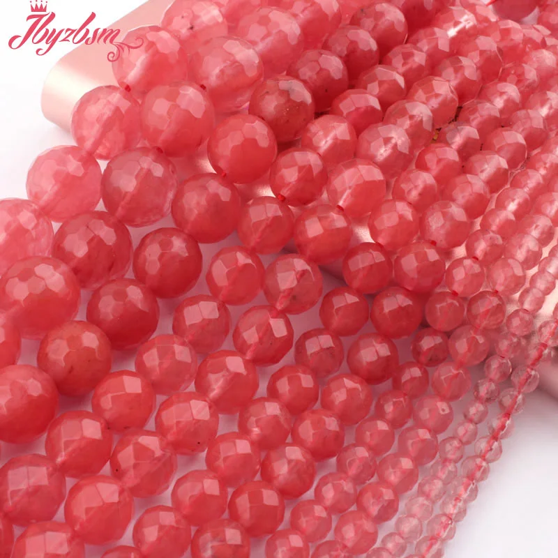 Круглый граненый розовый стеклянный арбузный драгоценный камень диаметром 15