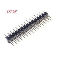 100pcs 2x15 p 30 pin 2 0 mm pin header male dual row straight pcb 180 through hole insulator height 2 00mm rohs lead free