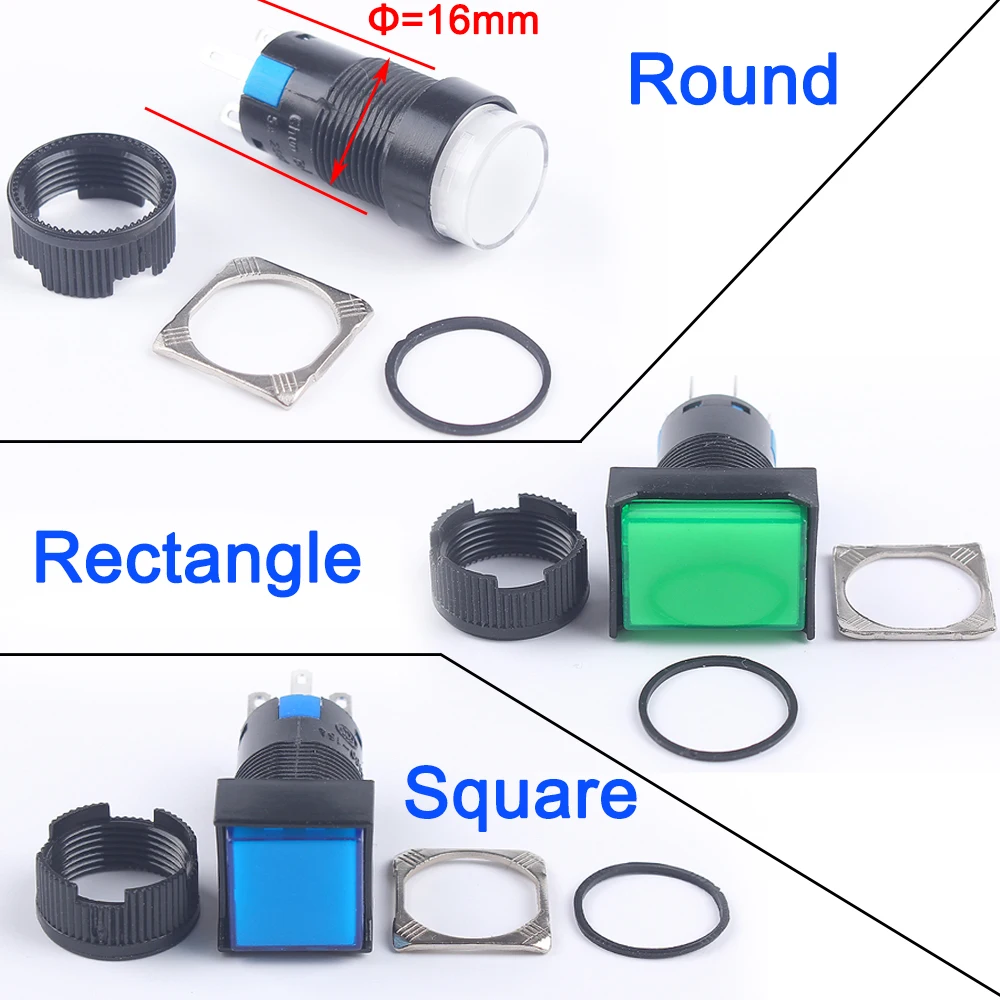16 мм 12V 24V 220V 1NO1NC/2NO2NC мгновенный нет фиксации/Стопорная лампа Illuminuted