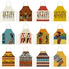 Фартуки кухонные женские в африканском стиле, хлопковые льняные нагрудники, домашняя уборка, фартук для домашней кухни 53*65 см, WQL0196
