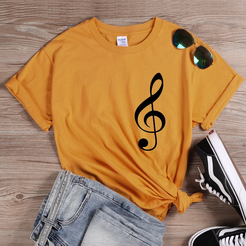 Женская футболка с принтом в виде музыкальных нот | одежда
