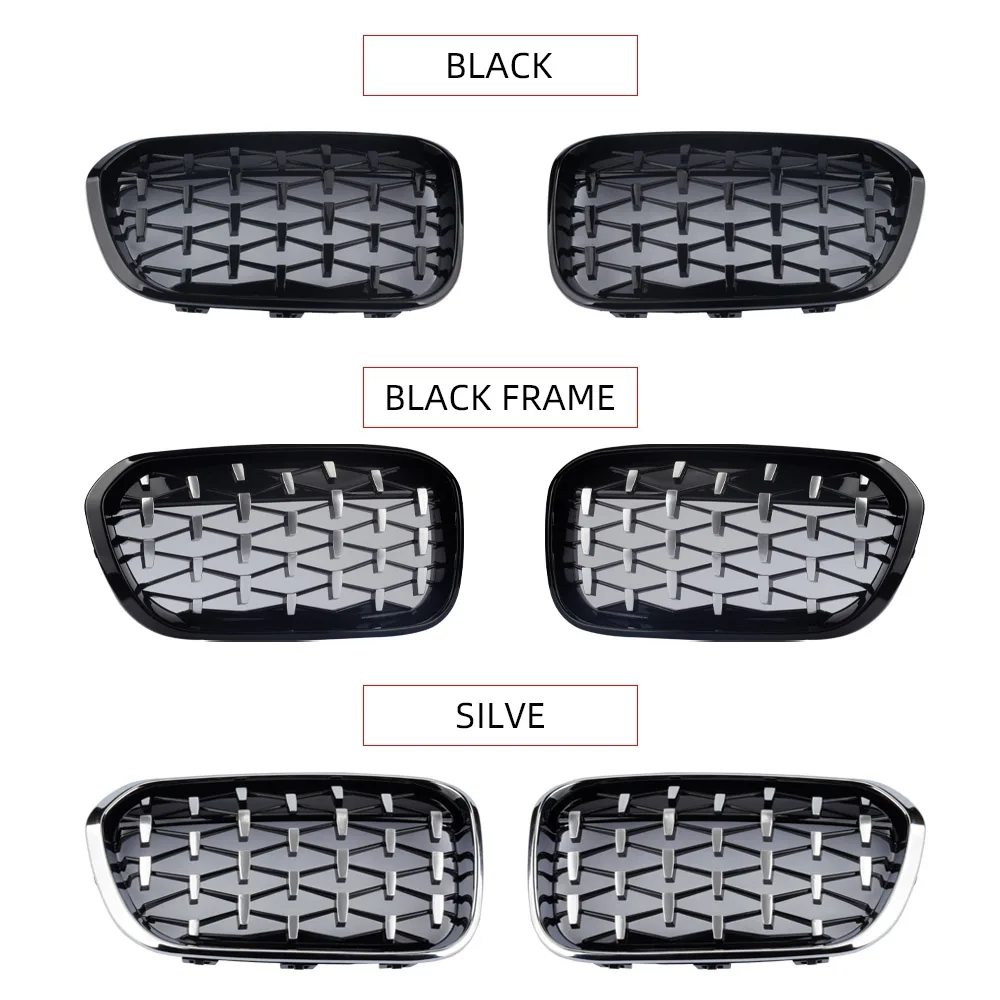 

One Pair ABS Car Diamond Front Bumper Grille Overlay Kidney Racing Grilles For BMW 1 F20 5-Door Hatch Back 116i 118i 2015-2017