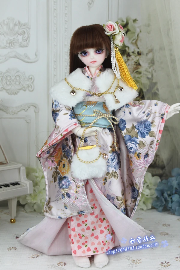 1/4 1/3 BJD Accessories doll clothing Japanese Kimono yukata+handbag+scarf set for BJD/SD,not include doll,shoes,wig and other