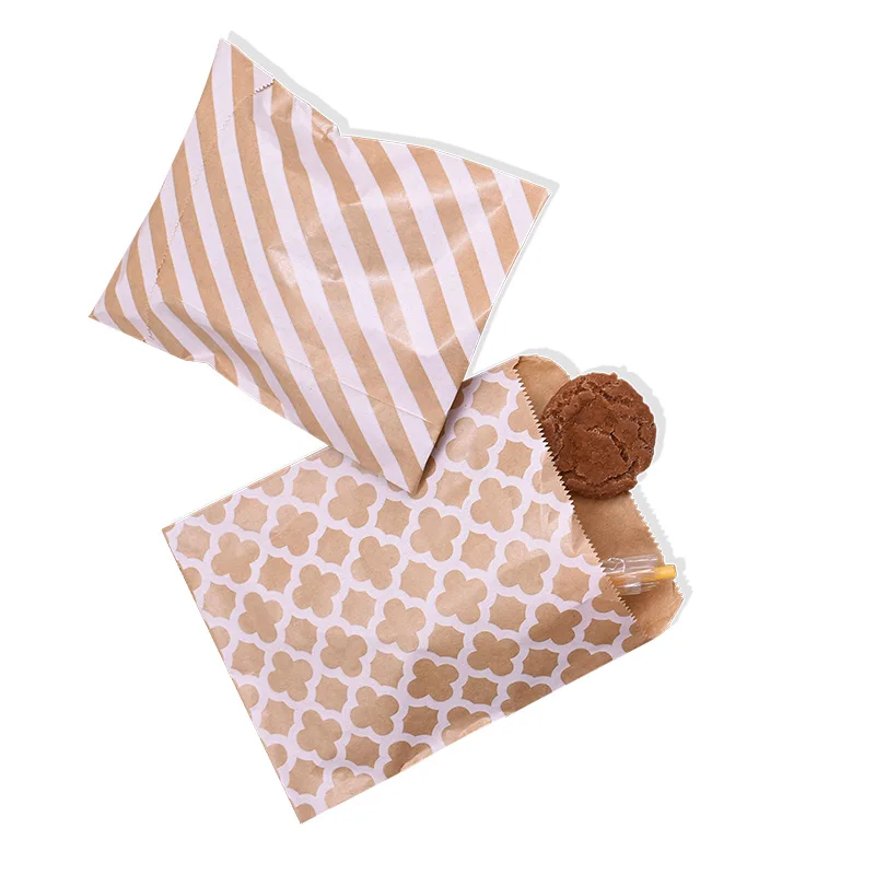 25/50pcs 18*13cm Kraft Paper Bags Wave Stripe Dot Gift Bag for Wedding Birthday Candy Snack Bag Festival Party Wrapping Supplies