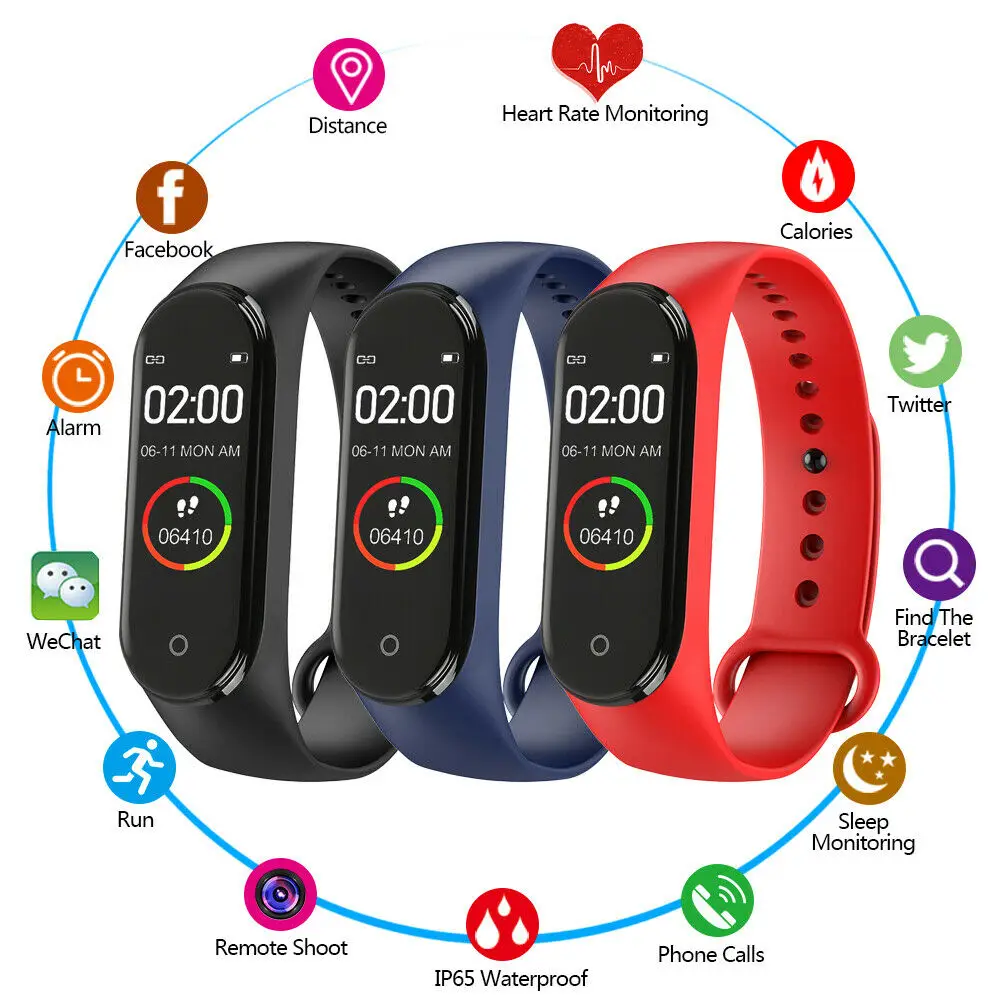 

NEW M4 Smart Watch Men Women Sport Blood Pressure Heart Rate Monitor Waterproof Bluetooth Fitness Tracker Bracelet