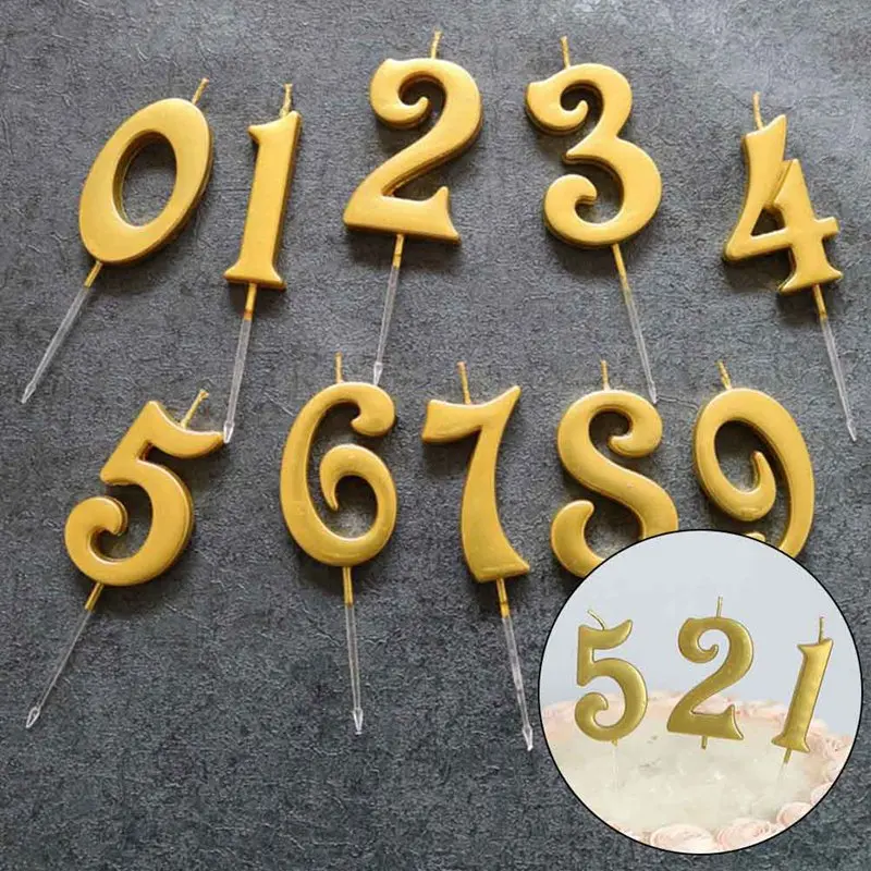 Золотые свечи с цифрами для торта вечерние Детские праздничные украшения дня