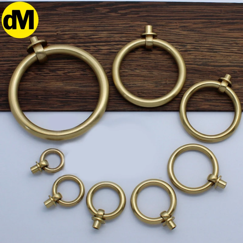 

DM 2pcs/Set Retro Chinese Style Pure Copper Ring Cabinet Pulls Door Handle Seamless China Antique Boxes Ring Cupboard Knobs 2021