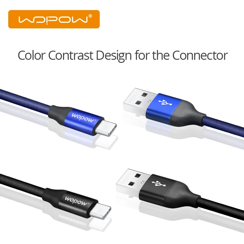 

WOPOW 2M USB Type C Cable for Samsung S10 S9 Fast Charging Charger Cable Wire for Huawei P30 Pro Xiaomi mi9 Redmi note8 USB Cabo