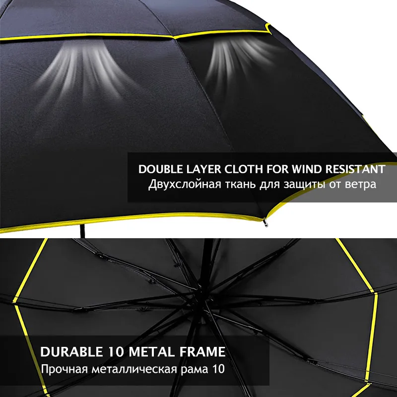 130cm Large Umbrella Men Rain Woman 3Folding Portable Double Layer Outdoor Paraguas Strong Windproof Business For Umbrellas - купить по