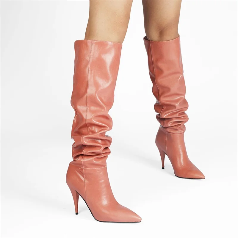 

Knee High Boots 2021 Winter New European And American Style Women's Boots Pointed High Heels Tapered Heels Pleated High Boots