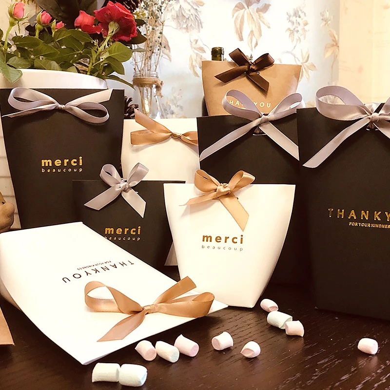 Конфеты печенье сумка французского спасибо коробка для свадебного подарка