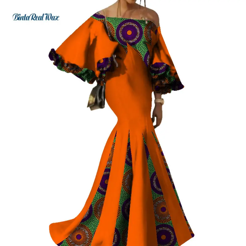 Женское платье с цветочным принтом Bazin длинное в африканском стиле длинным