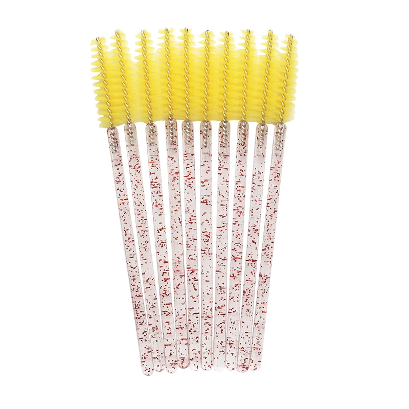 shiny pink yellow 50 шт./лот, одноразовая щетка для ресниц, тушь для ресниц, палочки, аппликатор, палочка для макияжа, косметические кисти, инструменты для наращивания, аксессуары - Handle Color: shiny pink yellow