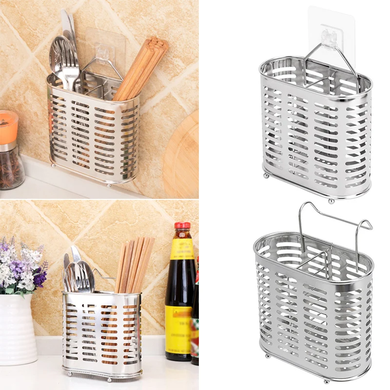 

Chopsticks Organizer 304 Stainless Steel Cutlery Caddy Tableware Draining Rack Stand L9