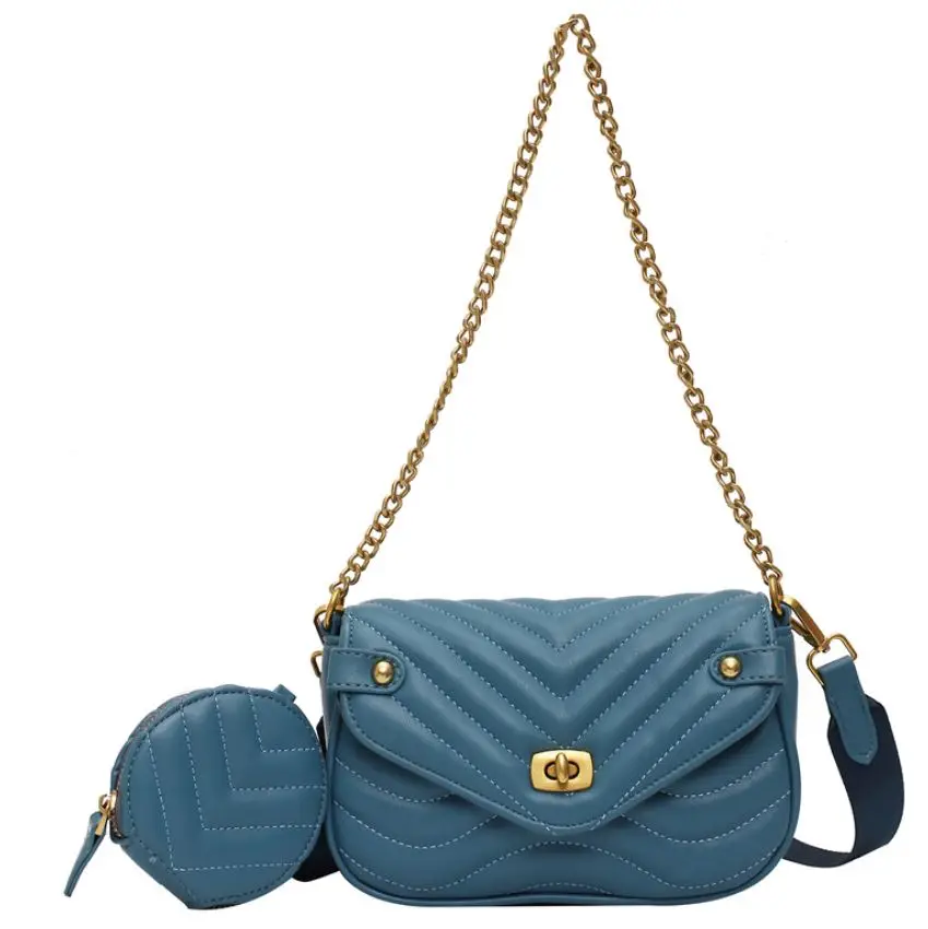 

ins 2pcs/set small PU Leather Shoulder Bag For Women new purse and Handbags Female Travel Crossbody Bag ladies chain Sling bag