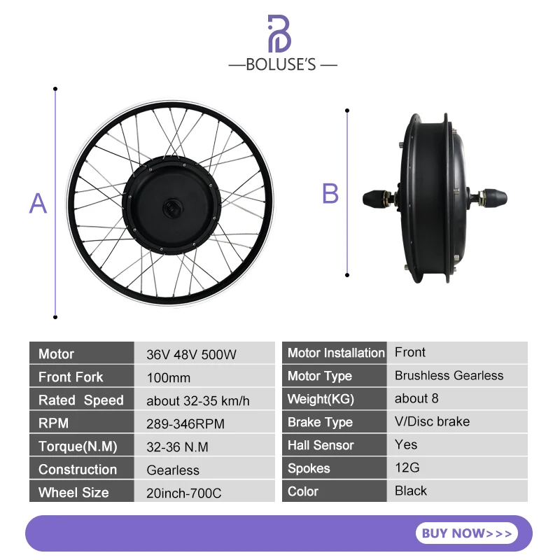 Electric Bike Kit 36V48V 500W Front Brushless Gearless Wheel Hub Motor 20-29Inch700C | Спорт и развлечения