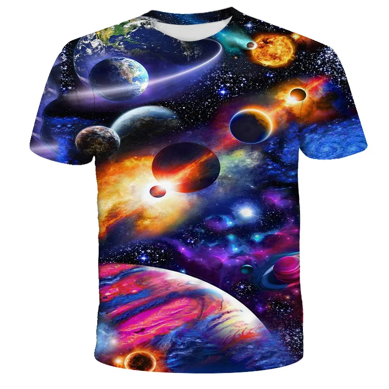 

3D Solar System Kids New Pattern Anime Boy Gir Personality Printing Short Sleeve T Cool T Shirt Cool Comfortable Kids Tops 4-14T