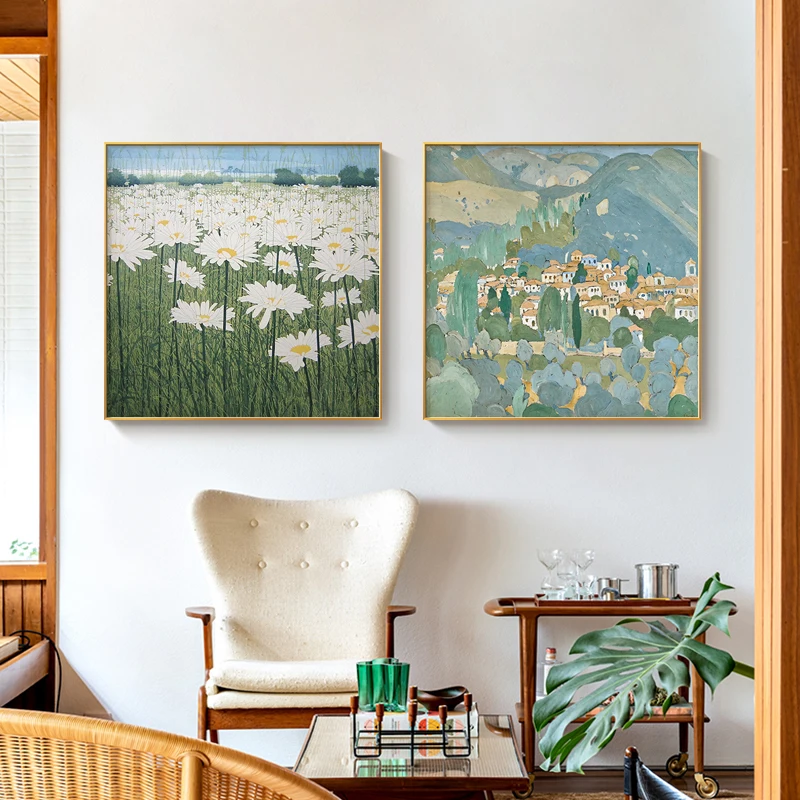 

Nordic Country style Canvas Posters Print Minimalist field Home Decoration Wall Art Painting Living Room Bedroom Square Pictures