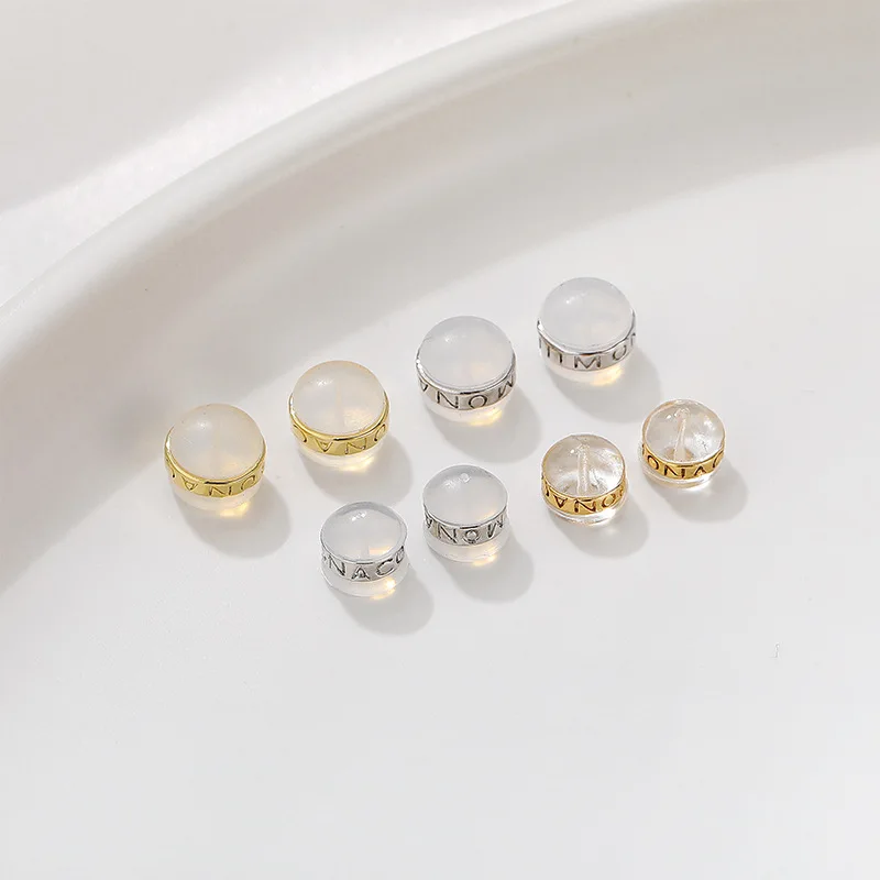 

14K gold wrapped color preserving letter ring ear plug transparent silicone ear is forced to be used for DIY, necklaces, earring
