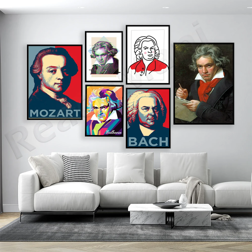 Beethoven Mozart Bach музыкальный композитор принты классическая музыка гениальный