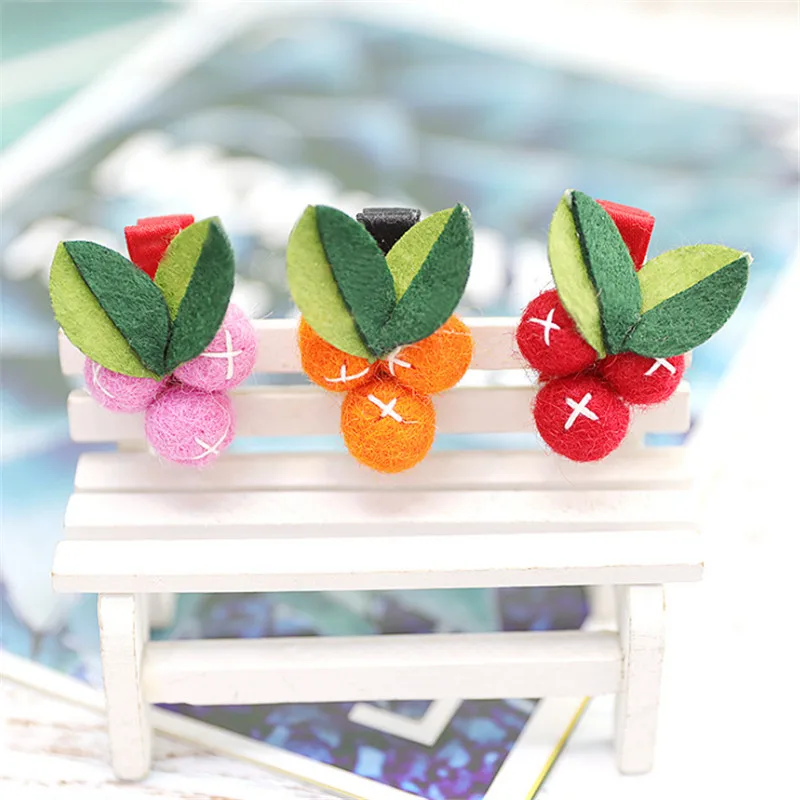

10pcs/lot cute felt children hair accessories girl cherry hair clip side safety clip hairpin christmas decoration headdress