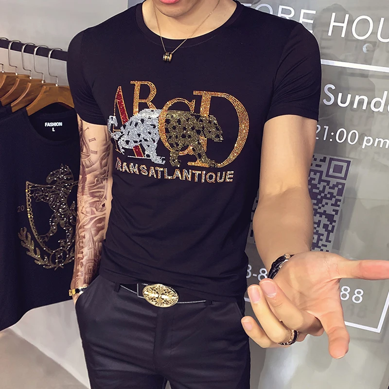 Футболка Homme Camiseta облегающая Мужская футболка с принтом размера плюс коротким