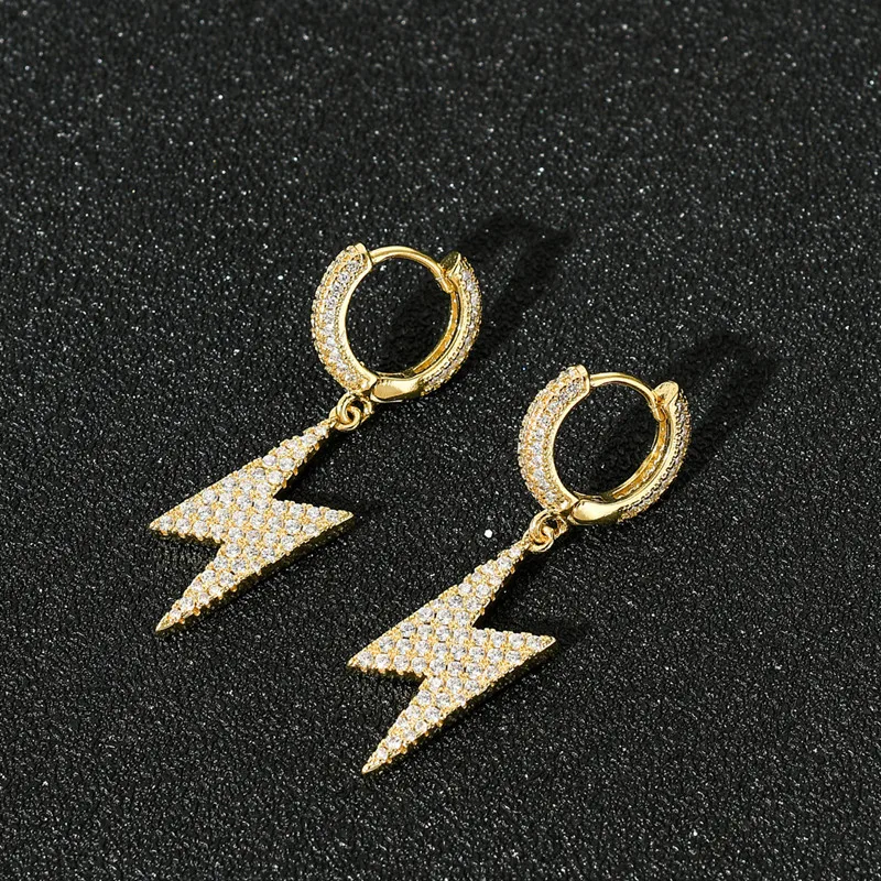 

Customized hip hop lightning earrings micro-inlaid zircon women's personalized earrings