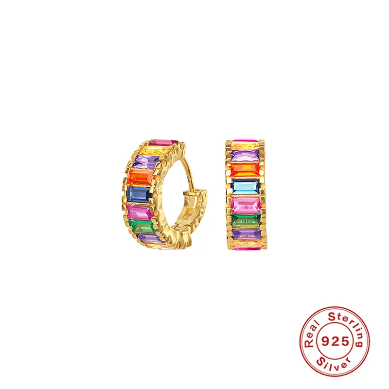 Женские серьги-кольца с кристаллами циркония из серебра 925 пробы | Украшения и