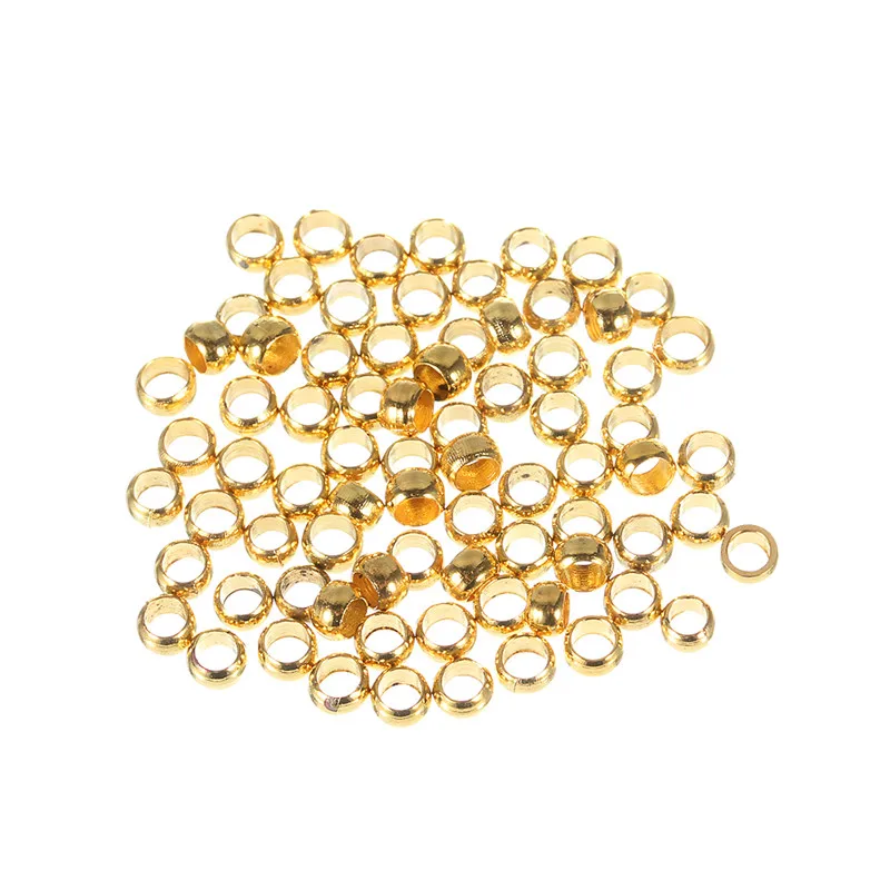 

200pcs/lot Dia 2/2.5/3 mm Metal Iron Crimp End Beads Spacer Beads Gold/Silver Color Stopper Beads for Jewelry Making