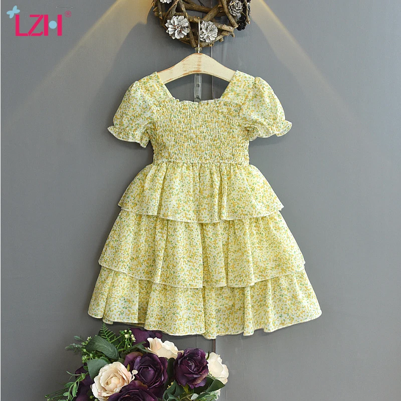 

LZH Summer Children's Clothing Girls 2021 New Short Sleeve Baby Girls Dresses Thin Section Kids Dress 2-6 Years Princess Dress