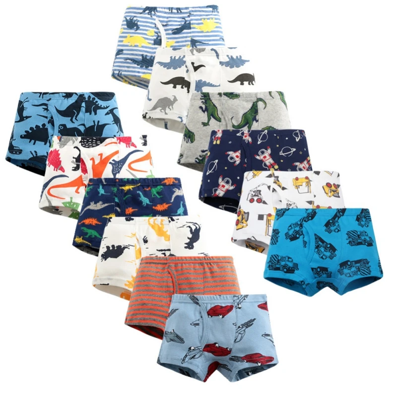 3 unids/set dinosaurio de dibujos animados de Ni&ntilde;os de algod&oacute;n calzoncillos de estilo Boxer ni&ntilde;os bragas acogedor ropa interior de dibujos animados de medias para ni&ntilde;os pantalones cortos de 3-10 a&ntilde;os-1